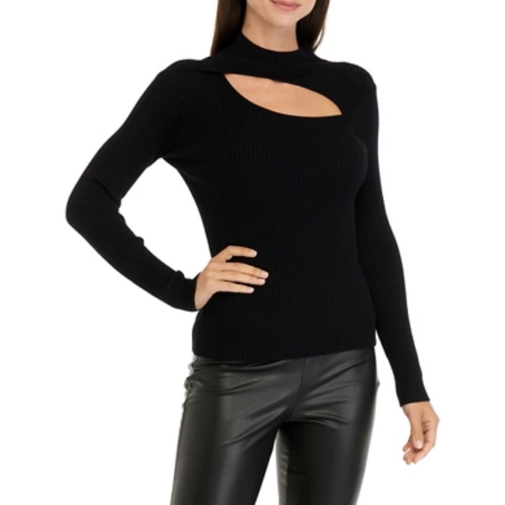 Tahari
Women's Long Sleeve Mock Neck Sweater with Cut Out
